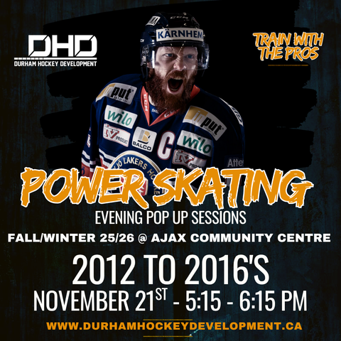 Fall/Winter 2025/26 Power Skating Pop Up Evening Sessions for 2012 to 2016 Birth Years